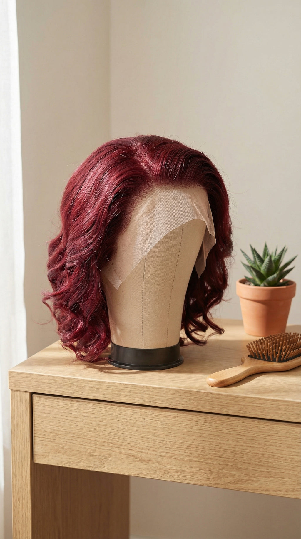 Burgundy Lace Front Human Hair Wigs