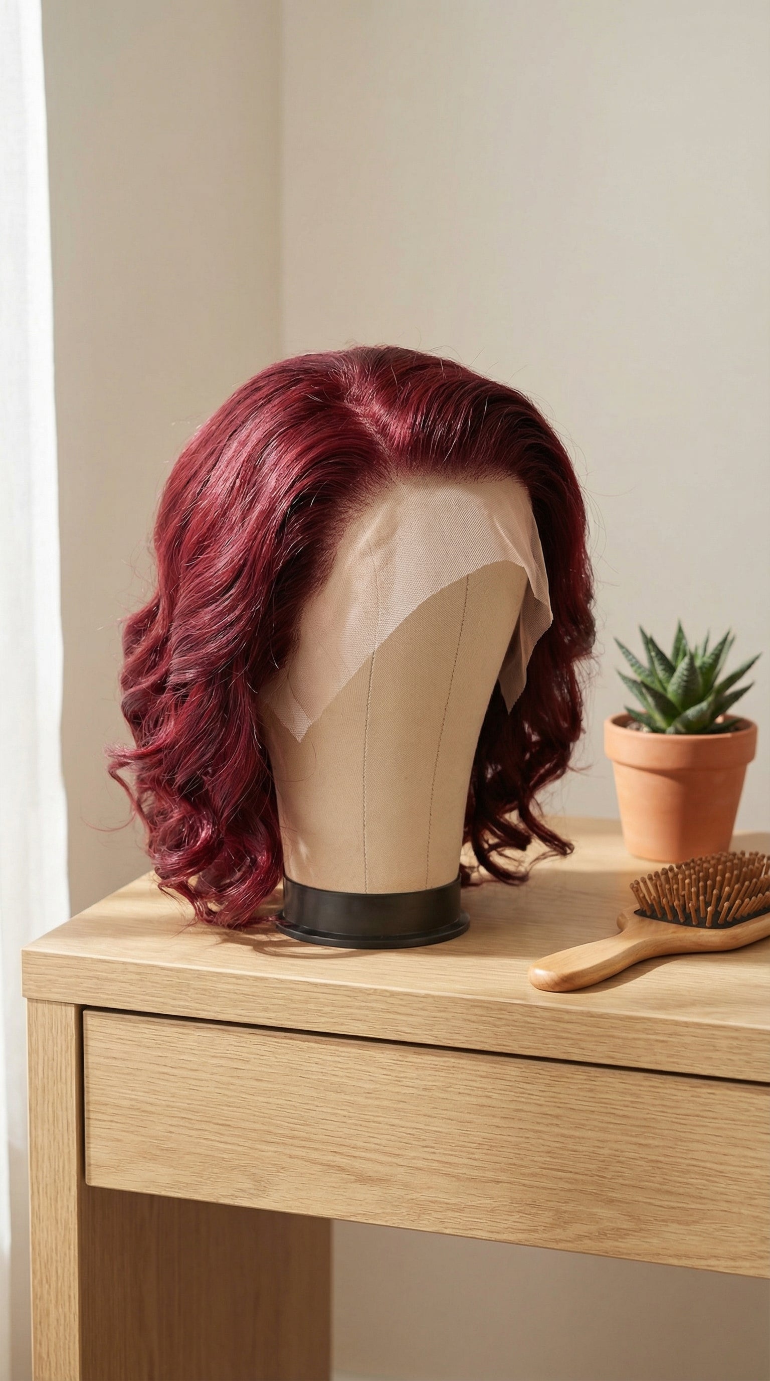 Burgundy Lace Front Human Hair Wigs